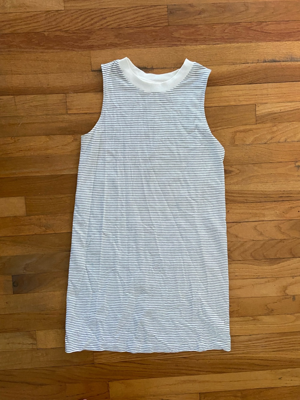 Striped Sleeveless Dress in White and Navy
